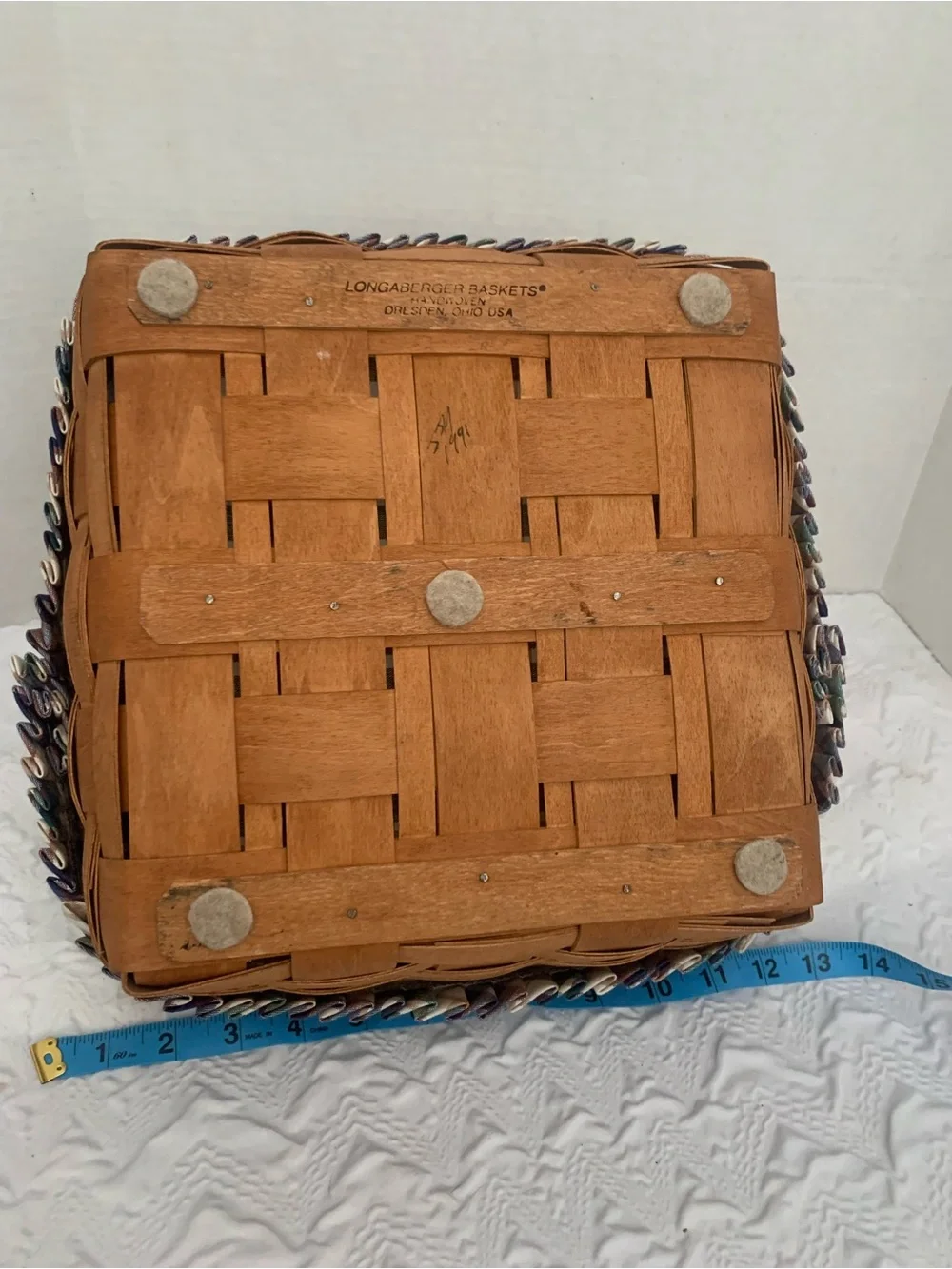 Vintage Longaberger Basket Plaid Stationary Handle Plastic Protector Liner 1991